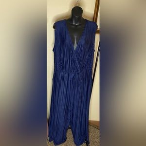 Torrid Jumpsuit- navy, knit surplice, pleated, culotte jumpsuit